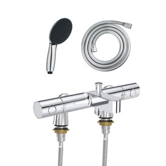 GROHE Mezclador Termost&aacute;tico De Ba&ntilde;o Grohe Precision Get Con Racores De Conexi&oacute;n Idroflex, Teleducha Start De 2 Chorros Y Flexo De Ducha