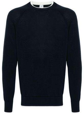 Eleventy layered-trim cotton jumper - men - Cotton - S - Blue