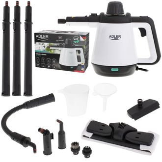 Adler Europe Ad7038 Vaporeta Limpiador Vapor A Presi&oacute;n, Desinfecci&oacute;n Port&aacute;til Caudal Vapor 44 G/min Dep&oacute;sito 450ml 2000w Blanco/negro - Adler