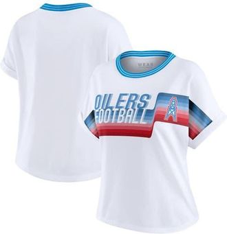 WEAR by Erin Andrews Womens WEAR by Erin Andrews White Houston Oilers Cropped Center Stripe Dolman T-Shirt at Nordstrom, Size Xx-Large