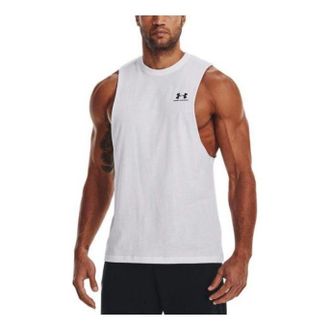 Under Armour Sportstyle Left Chest Cut-Off Tank Top White 1329286-101