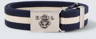 Ralph Lauren Purple Label Striped leather-trimmed belt