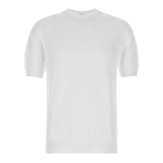 Fedeli Round-neck Knitwear, male, White, Size: XL Knit Cotton T-Shirt
