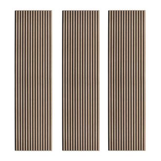 MonsterShop Acoustic Slat Wall Panels x 3 - Light Walnut in Brown