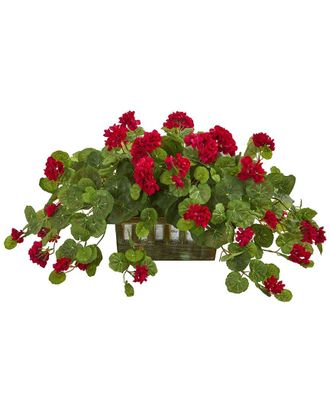 Nearly Natural Geranium Artificial Plant in Decorative Planter
