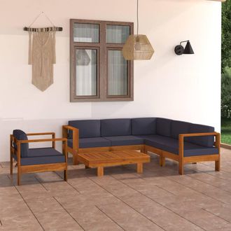 vidaXL Muebles De Jard&iacute;n 7 Pzas Con Cojines Gris Oscuro Madera Acacia Vidaxl