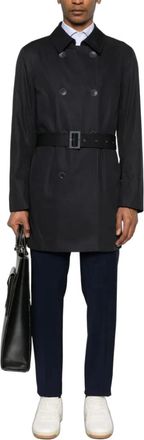 Herno Double-Breasted Wool Coat - Navy