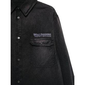 Willy Chavarria Cotton Two-Pocket Shirt - Black