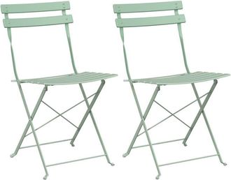vidaXL Vidaxl - Garden Folding Chair Folding 2 pcs Green 42 x 46 x 82cm Steel