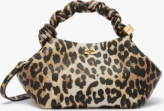 Ganni Brown Leopard Grained Small Bou Bag