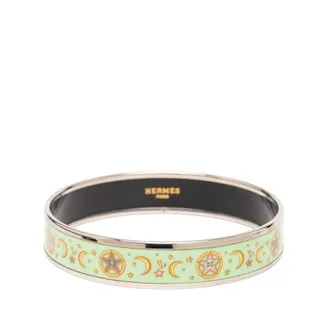 Herm&egrave;s Pre-owned Hermes Narrow Enamel Moon and Stars Bangle 70 Ladies 69K1KI00DIBSX3DC
