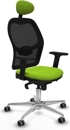 Piqueras y Crespo Piqueras Y Crespo - Jorquera Sincro Malla Negra Similpiel Pistacho Brazos 2d Base Aluminio Cabecero Fijo Ruedas 65mm Engomada