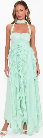 Show me your Mumu Gemma Ruffle Maxi Dress In Green