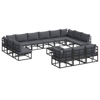 Berkfield Home Garden Sofa Set 14 pcs Black 70 x 70 x 32 cm Aluminium