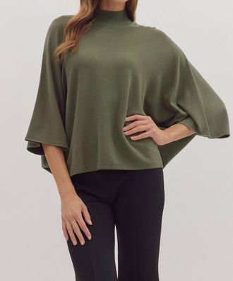 Entro Draped Knit Top In Olive