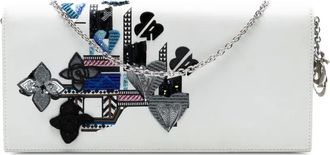 Dior 2015 Leather Patch Embellished Clutch on Chain crossbody bag - Wit