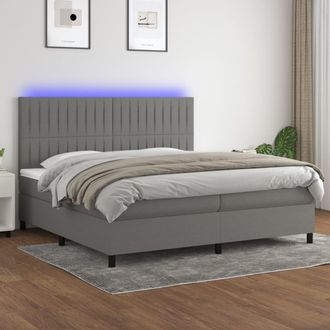 vidaXL Vidaxl - Cama Box Spring Colch&oacute;n Y Luces Led Tela Gris Claro 200x200 Cm