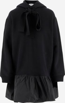 Patou Cotton Hoodie With Ruffles And Logo