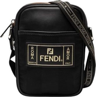Fendi Pre-owned Vintage Crossbody Bag - Dames - Vintage Schoudertas - Zwart - ONE Size - Leer - Vintage