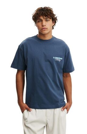 Cotton On Mens Box Fit Text T-Shirt in Moonlight Blue Lumiere at Nordstrom, Size X-Large