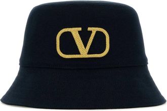 Valentino Garavani Cotton Bucket Hat - Dames - Hoeden - Blauw - 56 CM - Katoen - Accessoires
