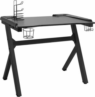 vidaXL Escritorio Gaming Con Luz Led Forma Y Negro 110x60x75 Cm Vidaxl