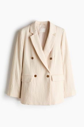 H&M Double-breasted Blazer in Light Beige at Nordstrom, Size Xx-Small