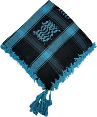 World of Shawls Shemagh Desert Palestinian Arafat Square Scarf Reduce to Clear (Turquoise & Black)