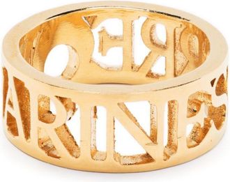 Marine Serre logo cut-out polished ring - unisex - Recycled Brass - 50 - Gold