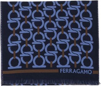 Ferragamo Wool Scarf with Hooks - male - Ferragamo - Winter Scarves - Multicolor - ONE SIZE - Accessories
