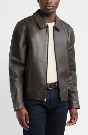 Nordstrom Leather Jacket in Brown Dark at Nordstrom, Size Xx-Large