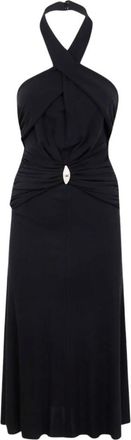 Elisabetta Franchi Party Dresses, female, Black, Size: M Halterneck Twist Dress