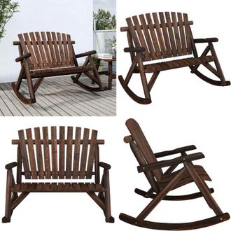 vidaXL Panca Dondolo Giardino 2Posti 123x96x102cm Massello Abete Rosso - Panca a dondolo in legno - Panca Adirondack