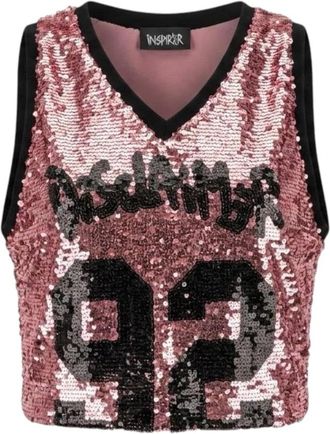 Disclaimer Sleeveless T-Shirt 26Eds 55616 - Dames - Tops zonder mouwen - Roze - M - Katoen - Tops