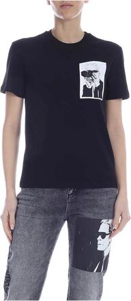 Karl Lagerfeld Karl Legend Pocket T-Shirt - Dames - T-shirts - Zwart - XS - Katoen - Tops