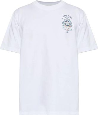 Casablanca White Hotel Emblem Short Sleeve T-shirt