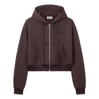 GCDS Zip-Up Lounge Sweatshirt met Logo - Dames - Vesten met rits - Bruin - XS - Katoen - Hoodies & sweatvesten