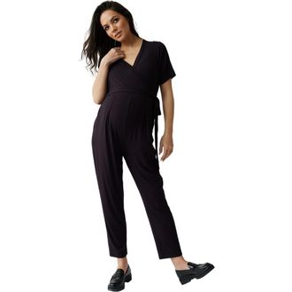 Ingrid & Isabel Maternity Everywear Short Sleeve Jumpsuit in Black at Nordstrom, Size X-Large
