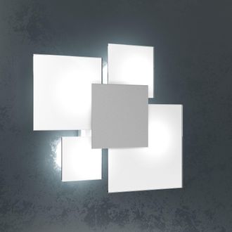 Top-Light Top-light - Toplight Plafoniera Da Soffitto Rettangolare Upgrade 4 Luci Con Attacco Gx53, Struttura Colore Grigio E Bianco, Design Moderno 46x42x15cm