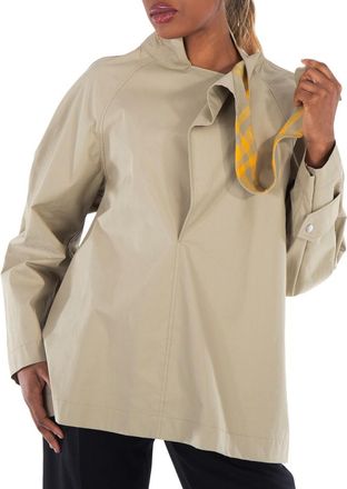 Burberry Cotton Jacket With Puttee Collar, Brand Size 8 ( US Size 6 )