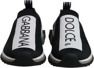 Dolce & Gabbana Black White Slip On Sorrento Sneakers Womens Shoes (Pre-Owned)