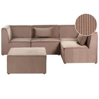 Beliani Sof&aacute; 4 Plazas De Pana Con Otomana Asiento Moderno Izquierdo Beige Arena Lemvig