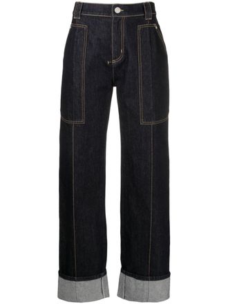 Alexander McQueen turn-up straight-leg jeans - Blue