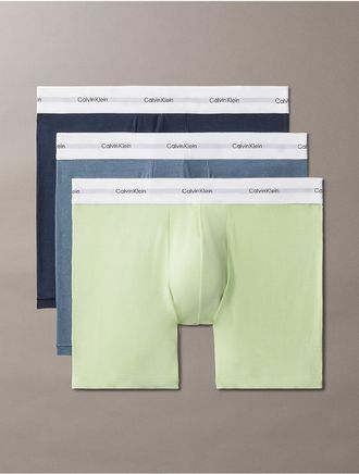 Calvin Klein Mens Cotton Modal Stretch 3-Pack Boxer Brief - Green - XL