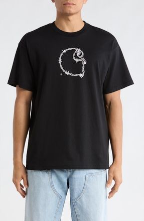 Carhartt Work in Progress Barbwire Organic Cotton Graphic T-Shirt in Black at Nordstrom, Size Xx-Large