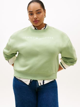 Tommy Hilfiger Sweatshirt TOMMY HILFIGER CURVE CRV CORP LOGO MDRN SWTSRT, Damen, Gr. 48, gentle jade, Sweatware, Obermaterial: 63% Baumwolle, 37% Polyester, bedruckt