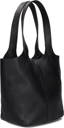 Notre-V Stijlvolle Zwarte Schoudertas Amy - Dames - Shoppers - Zwart - ONE Size - Wol - Tassen