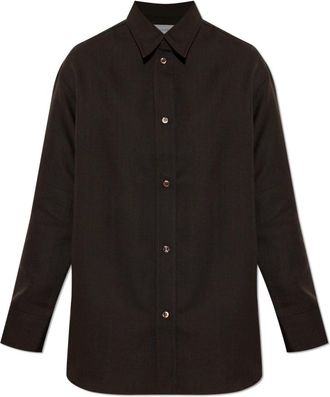 STUDIO NICHOLSON Rouen Shirt - Dames - Overhemden - Bruin - 2XL - Wol - Overhemden