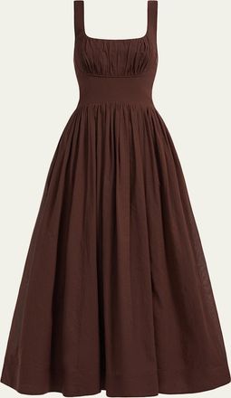 Aje Sunny Gathered Poplin Maxi Dress