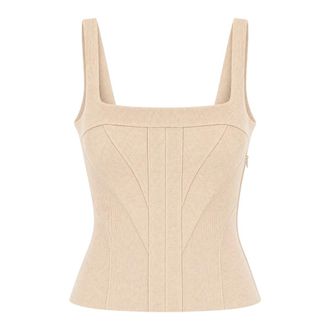Giovanni Bedin Geribbelde korsettop - Dames - Tops - Beige - Maat: S Katoen